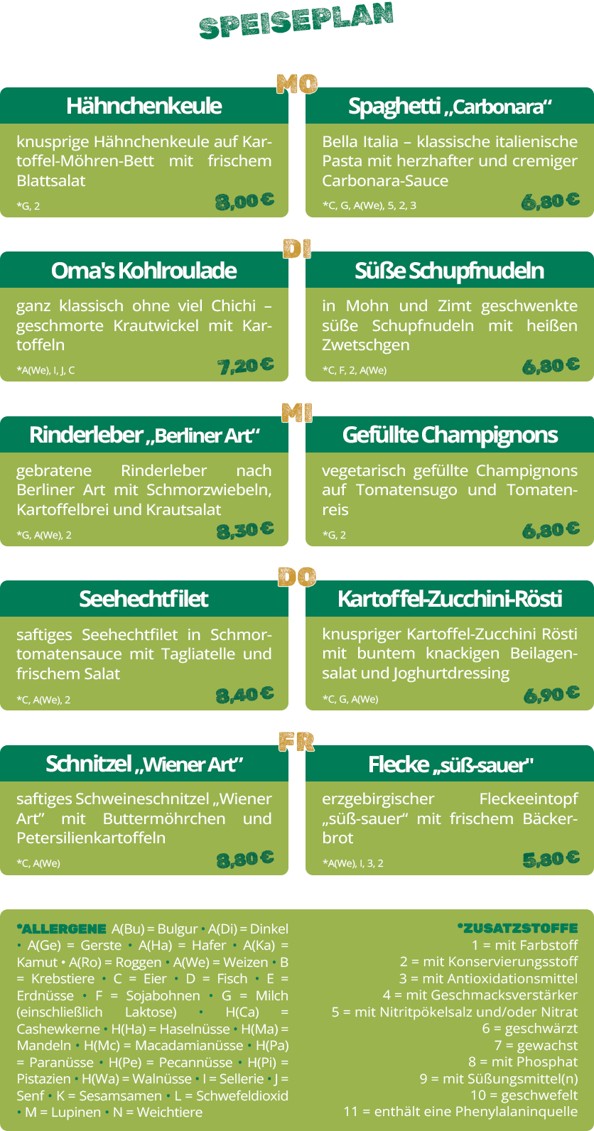 Speiseplan 30.06. - 04.07.2025