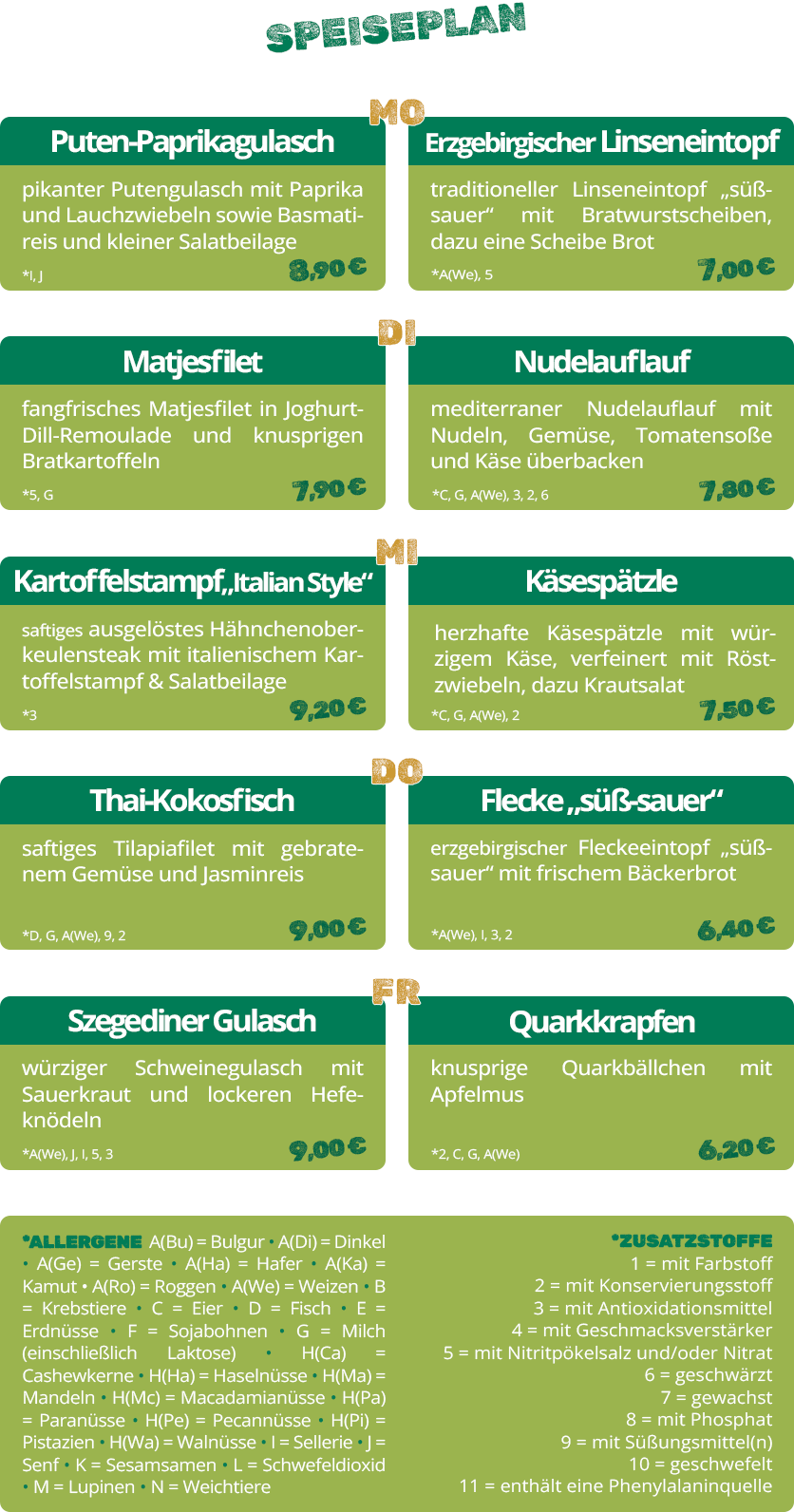 Speiseplan 28.09. - 02.10.2026
