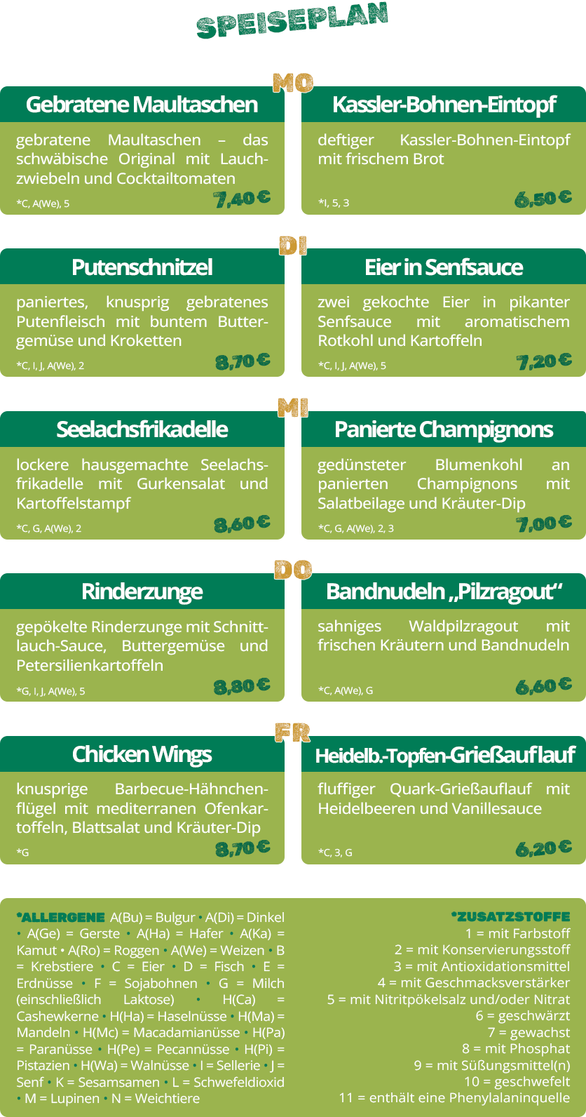 Speiseplan 24.11. - 28.11.2025